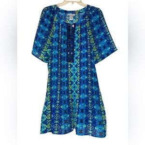 Catherines Blue and Green Dolman Sleeve top